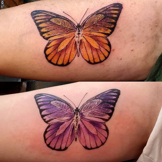 Butterfly Tattoos with Fingerprint Wings Tattoo Design