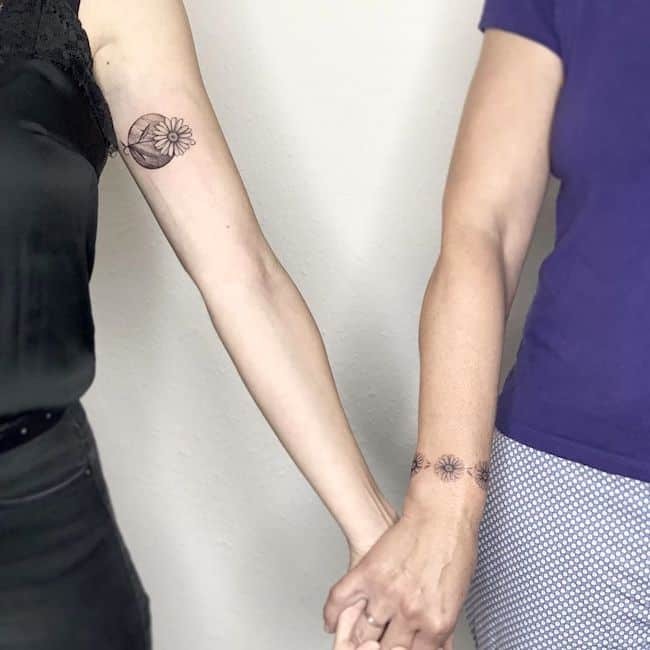 Complementing Black & White Flower Arm Tattoos Tattoo Design