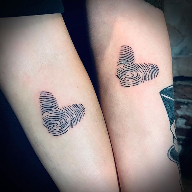 Fingerprint Heart Mother and Daughter Design Tattoo Design