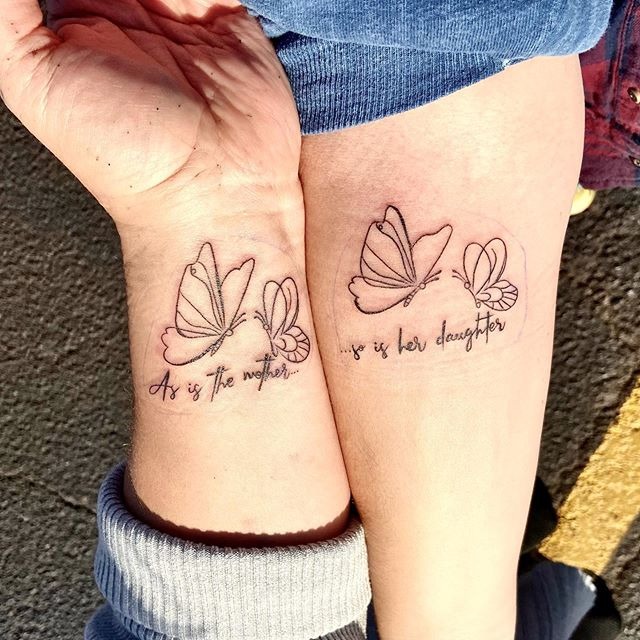 Fluttering Butterflies Coordinating Mother Daughter Tattoo Tattoo Design