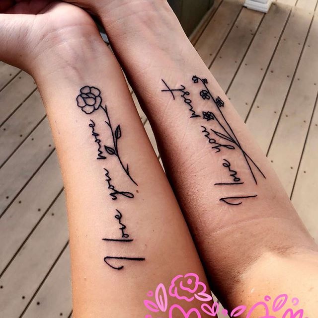 “I love you most…” with Floral Sprigs Tattoo Design