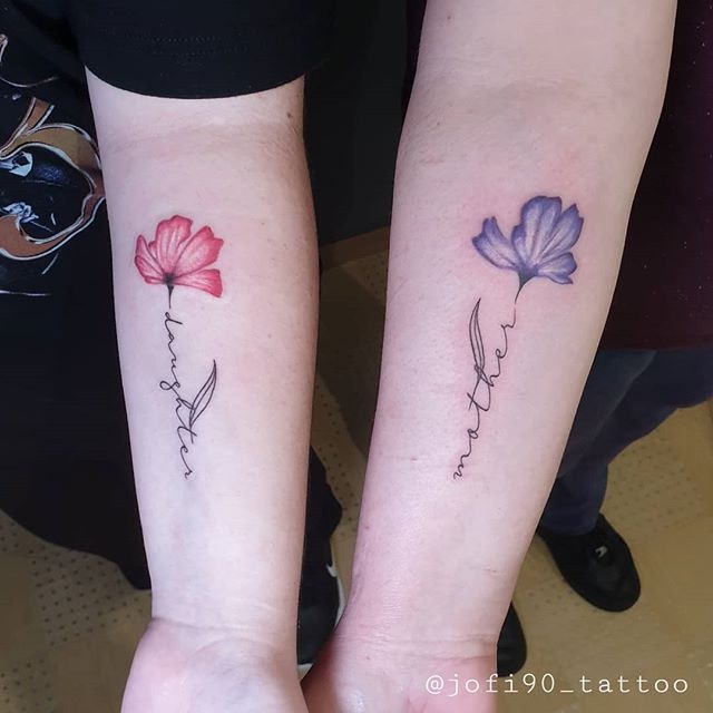 Mother and Daughter Coordinating Flower Tattoos Tattoo Design
