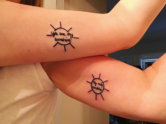 Simple “You Are My Sunshine…” Sun Outline Tattoo Design