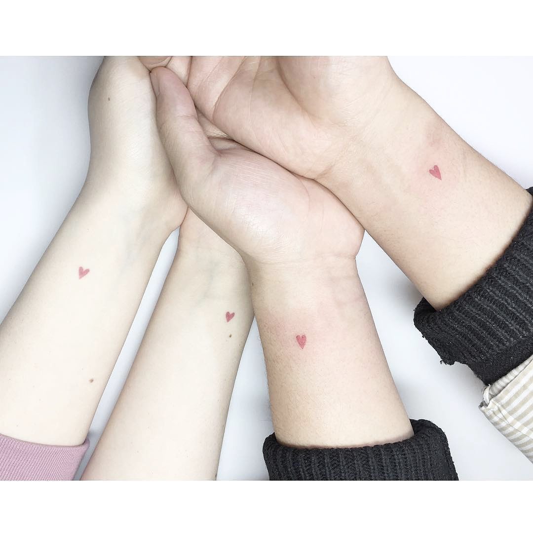 Simply Small Pink Heart Wrist Tattoo Tattoo Design
