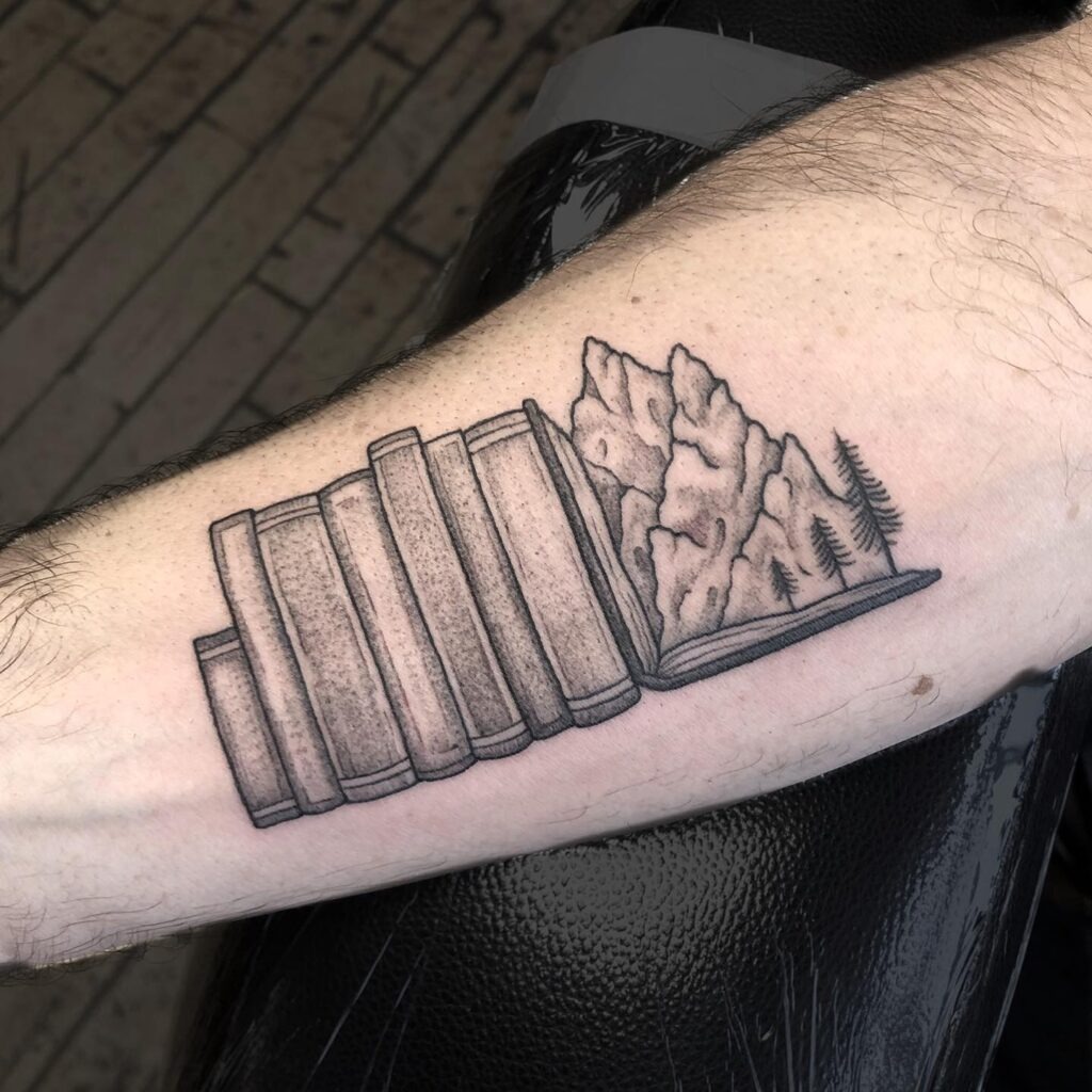 Books Transforming Into Mountains Tattoo Tattoo Design