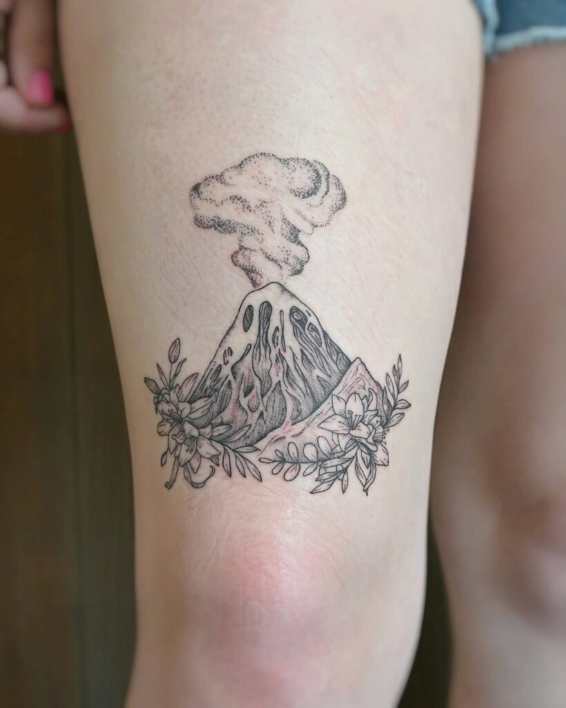 Floral Volcano Tattoo Tattoo Design