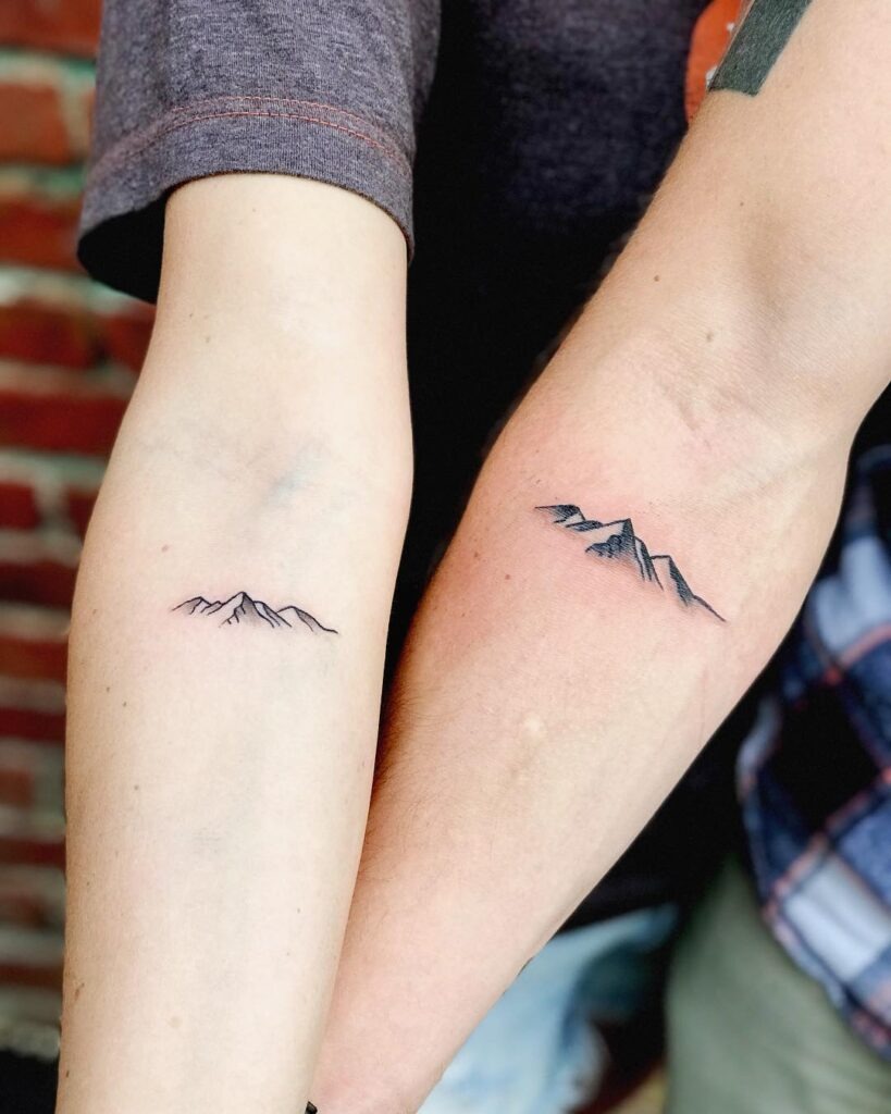 Minimalist Matching Mountain Tattoos Tattoo Design