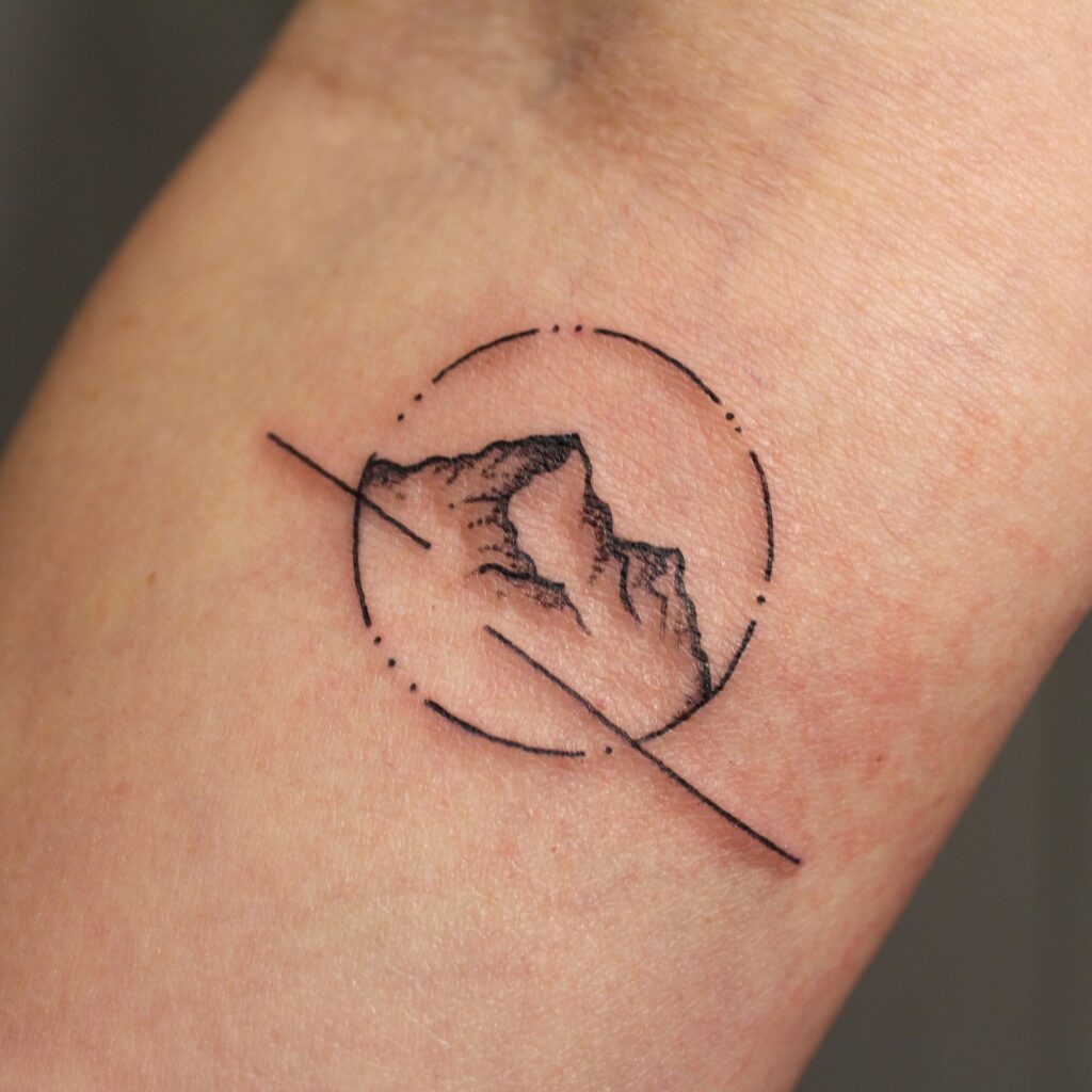 Minimalist Mountain Circle Tattoo Tattoo Design