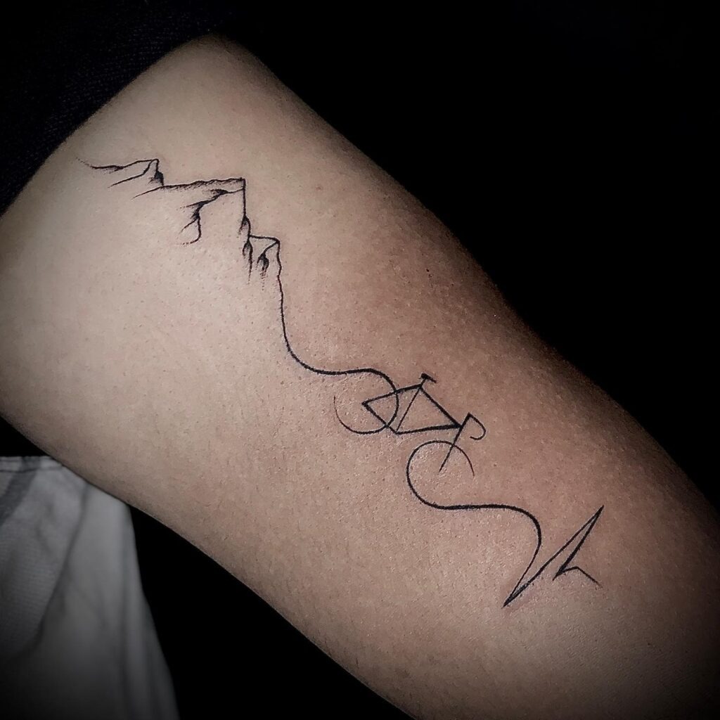 Mountain and Bicycle Tattoo Tattoo Design