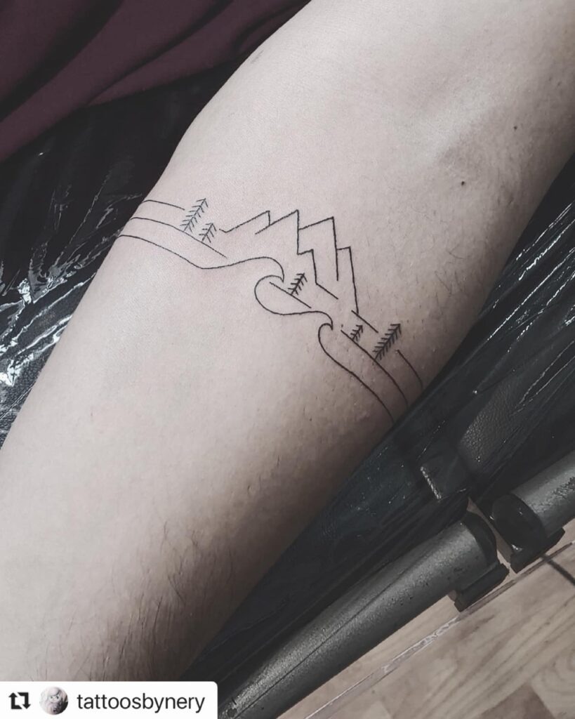 Mountain Range with Trees Tattoo Tattoo Design