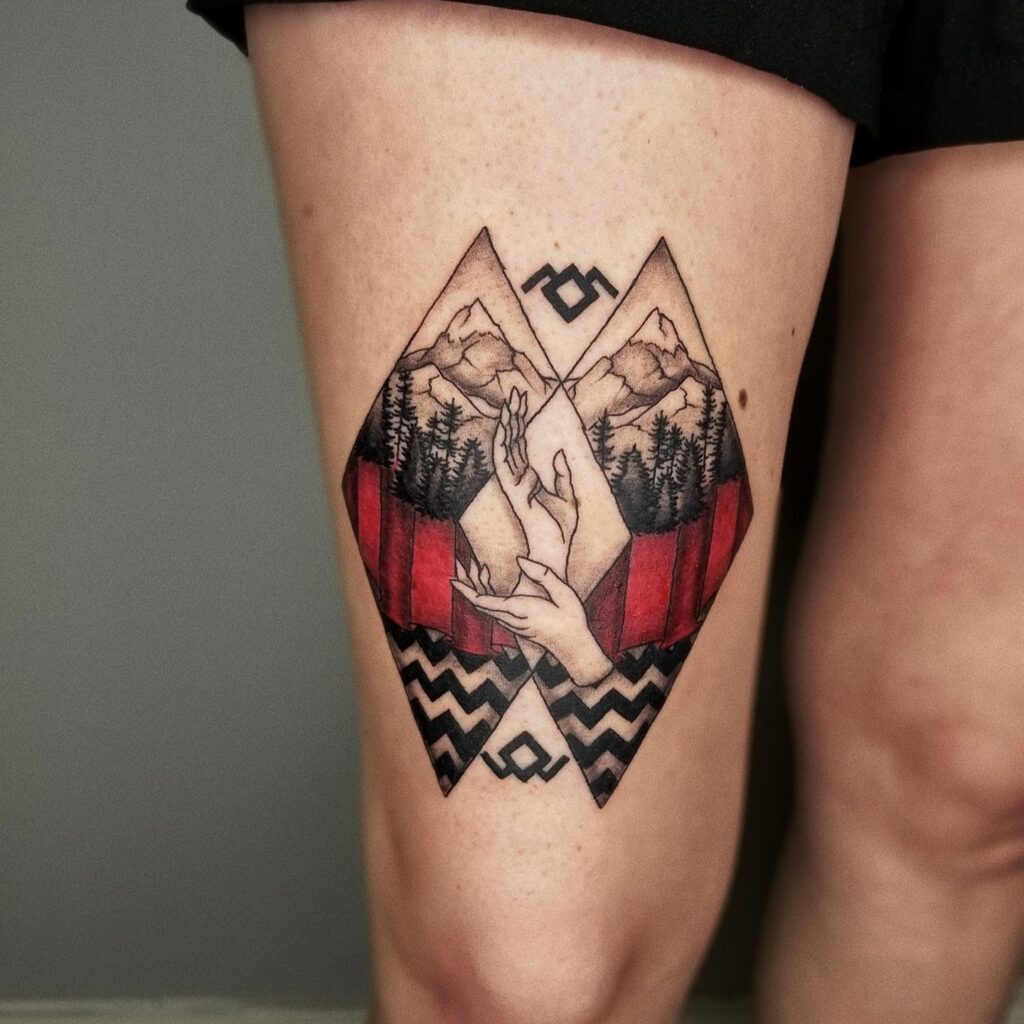 Mountain Reflection and Hands Tattoo Tattoo Design