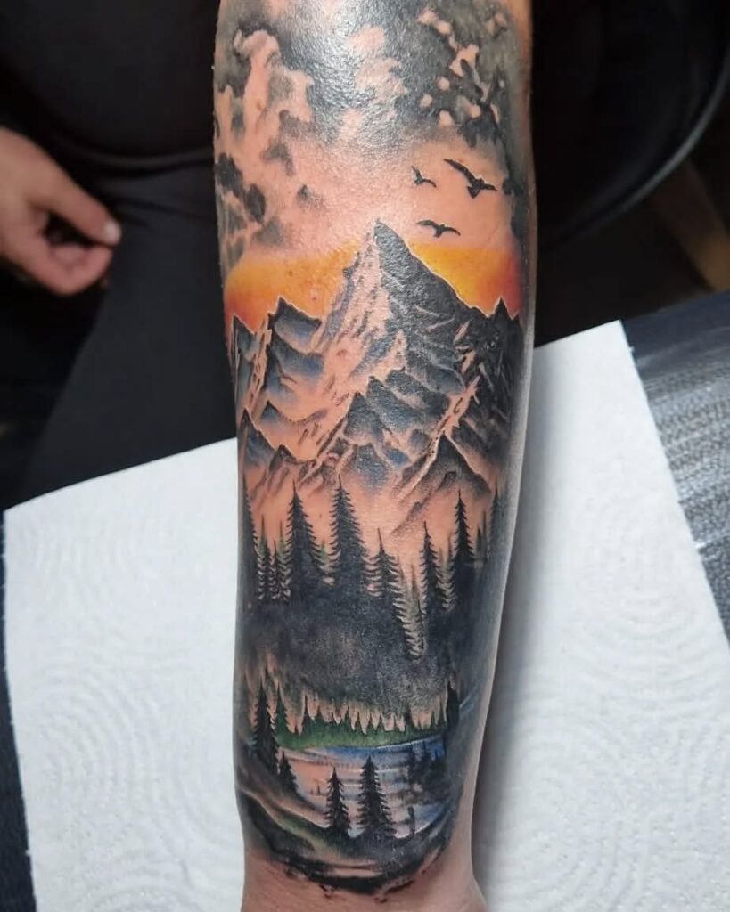 Mountain Sunset Tattoo Tattoo Design