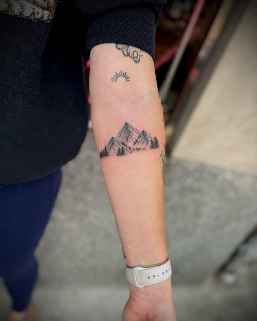 Small Mountain and Forest Tattoo Tattoo Design