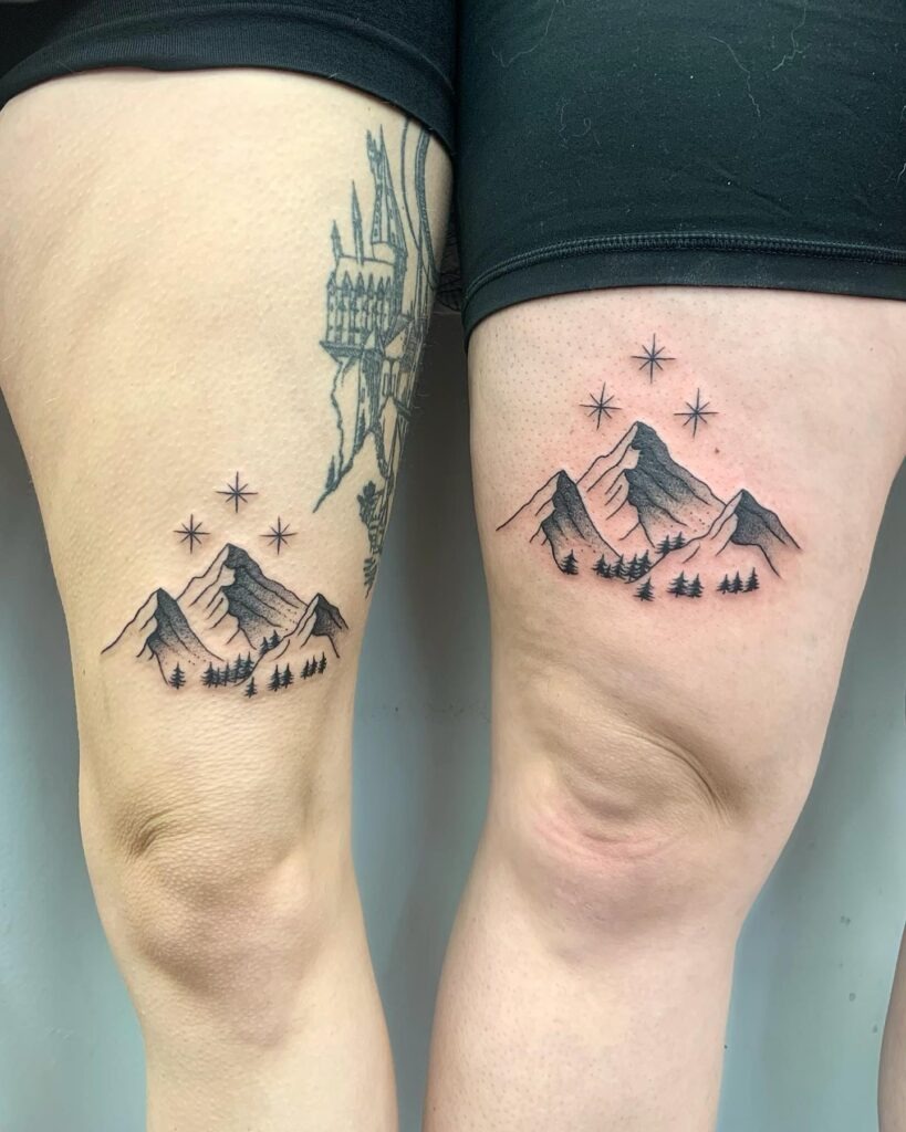 Starry Mountain Matching Tattoos Tattoo Design