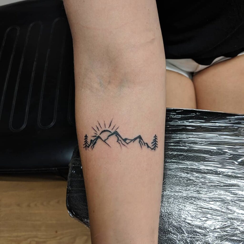 Sunrise Over Mountain Range Tattoo Tattoo Design