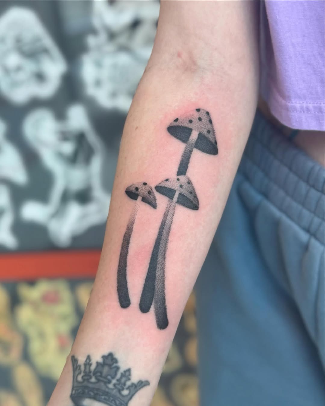 Elegant minimalist mushroom tattoo with black ink Tattoo Design