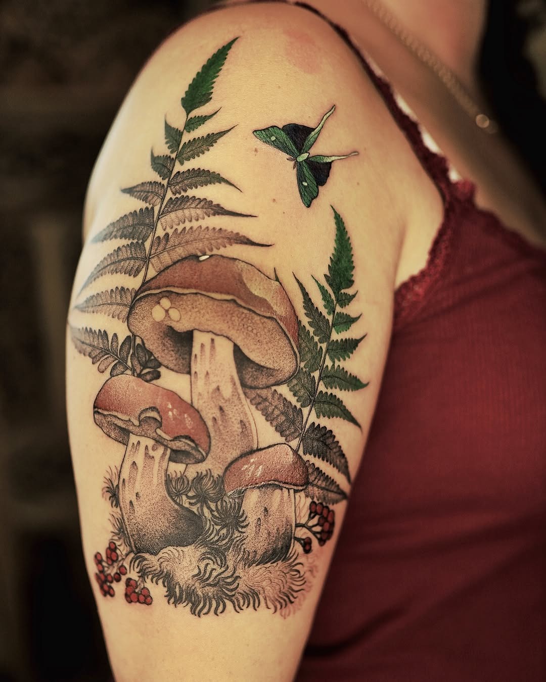 Enchanting mushroom tattoo with intricate detailing Tattoo Design