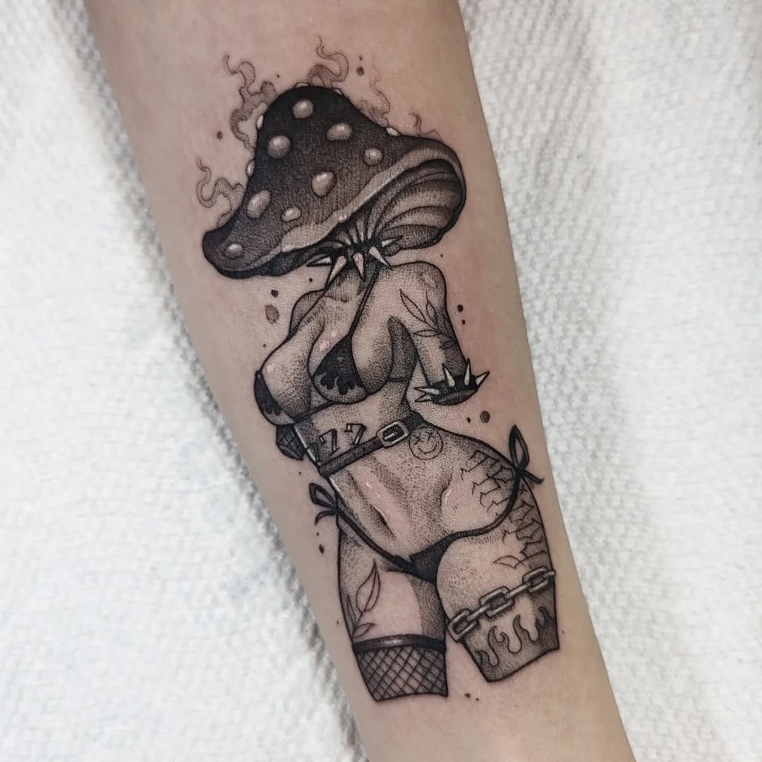 Whimsical fusion of femininity and nature Tattoo Design