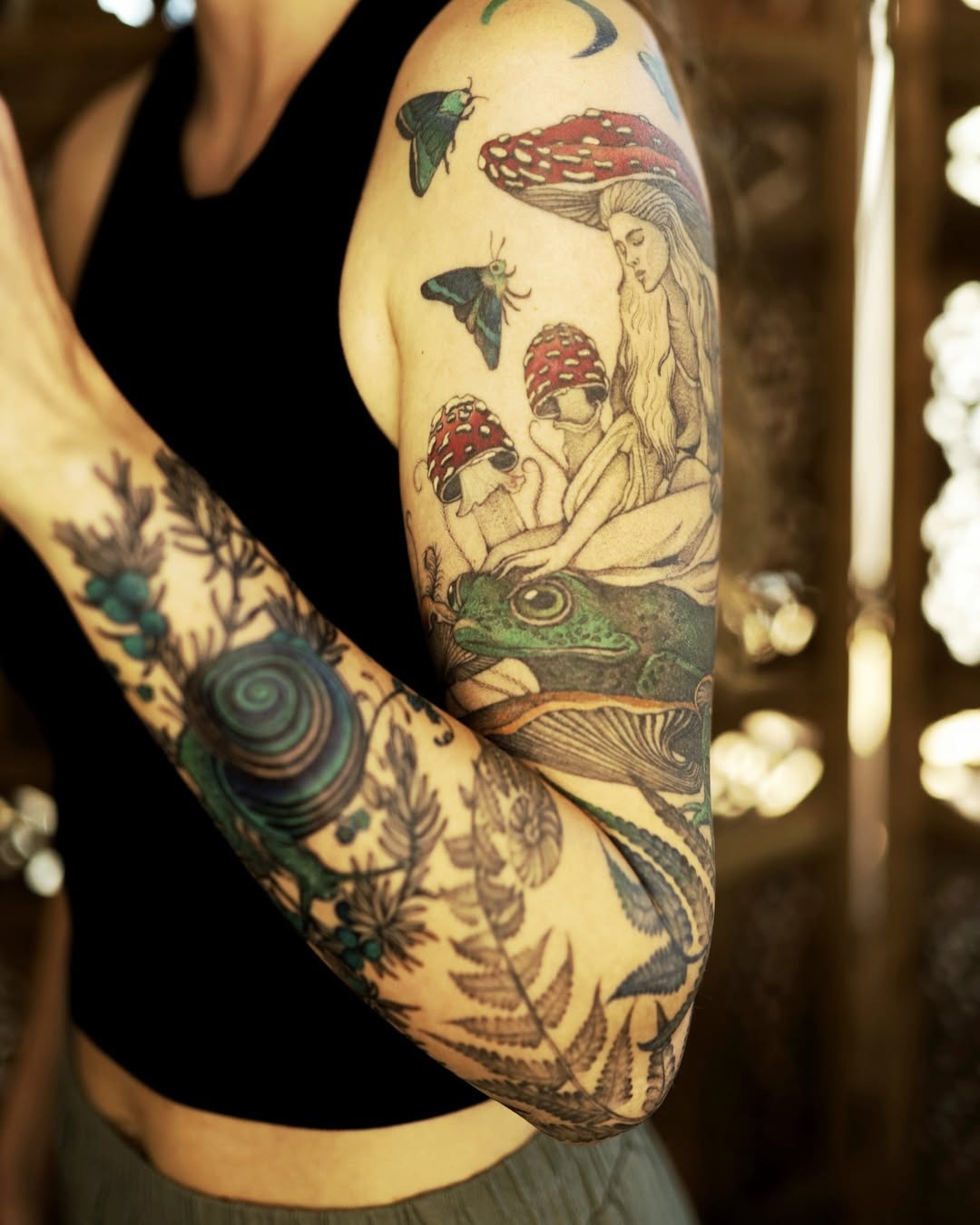 Whimsical mushroom tattoo with enchanting details Tattoo Design