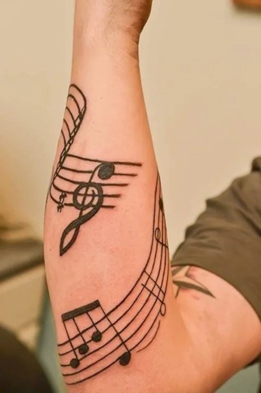 Clean and Bold Musical Notes Tattoo Tattoo Design