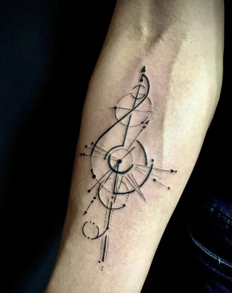 Minimalist Music Note Geometry Tattoo Design