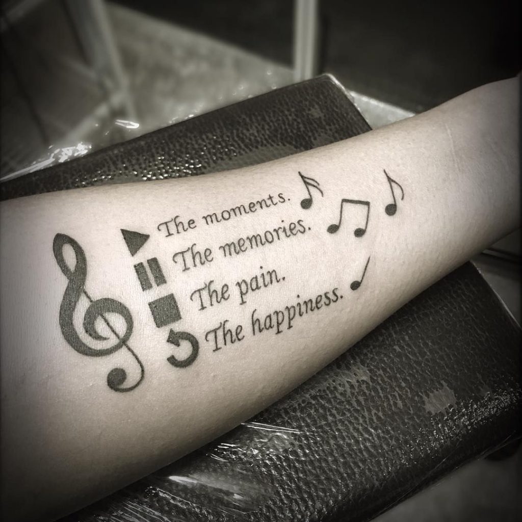 Music Notes and Heartbeat Line Tattoo Tattoo Design