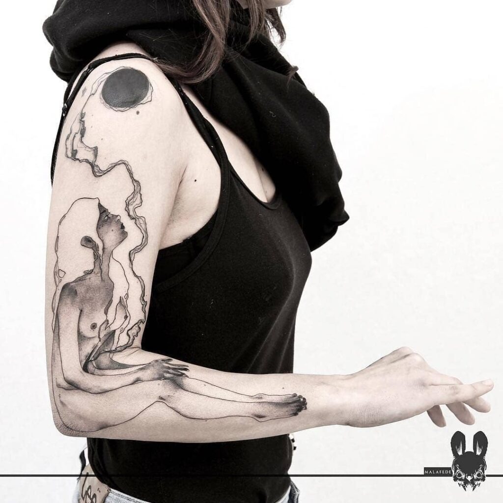 Cosmic Woman and Eclipse Tattoo Tattoo Design