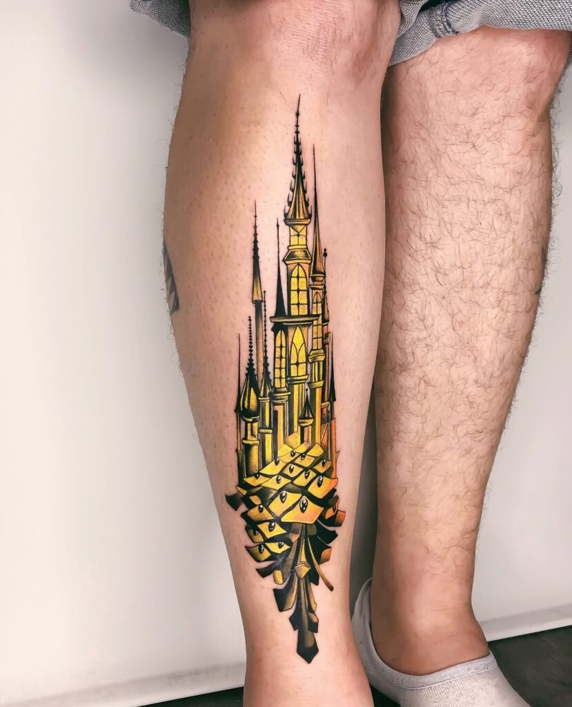 Enchanted Golden Castle Tattoo Tattoo Design