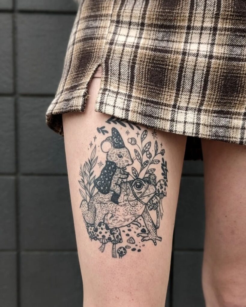 Enchanted Mouse and Toad Tattoo Tattoo Design