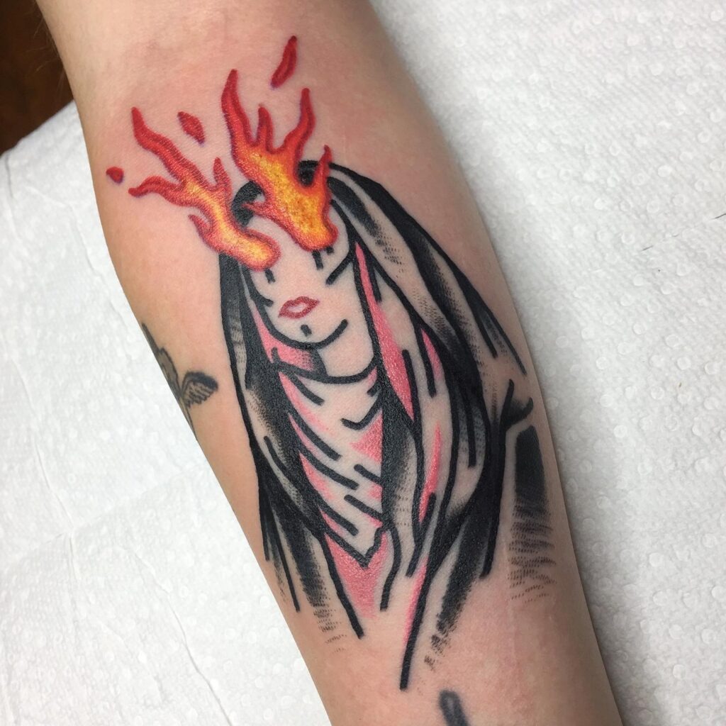 Fiery-Eyed Mystic Woman Tattoo Tattoo Design