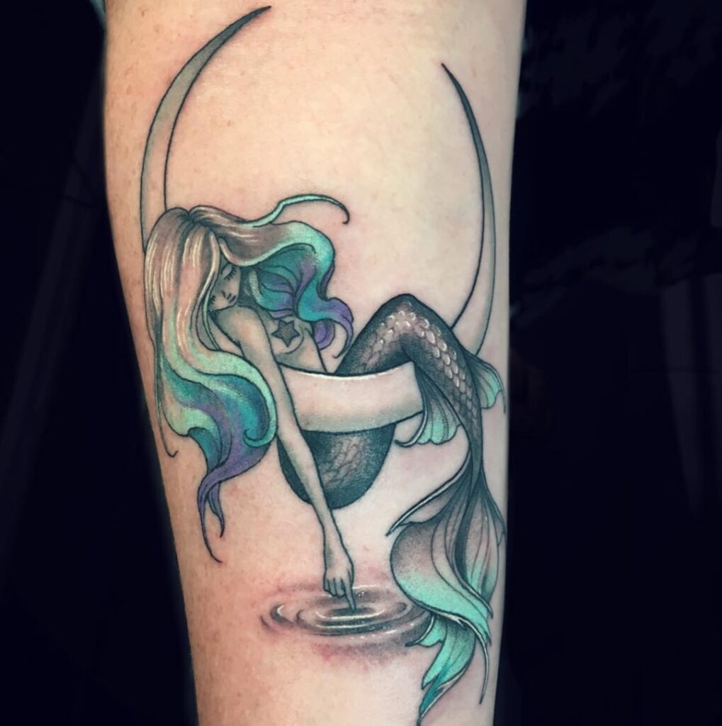 Moonlit Mermaid Tattoo Tattoo Design