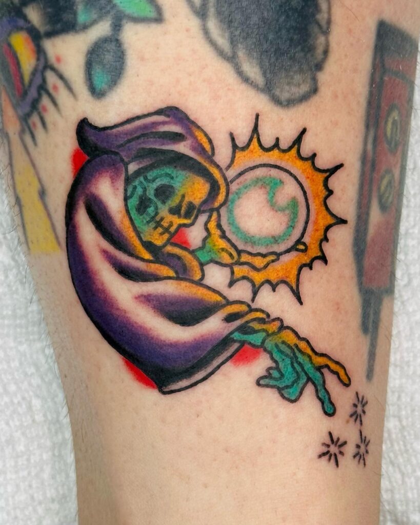 Mystic Reaper with Orb Tattoo Tattoo Design