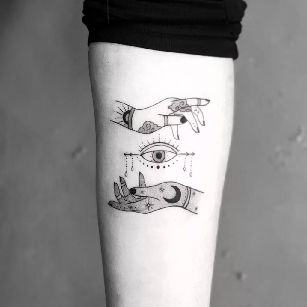 Mystical Hands with Third Eye Tattoo Tattoo Design