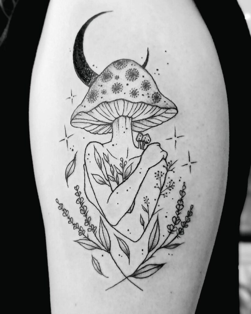 Mystical Mushroom Being Tattoo Tattoo Design