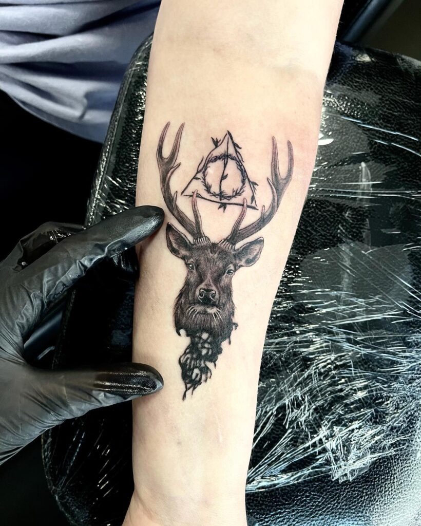 Mystical Stag with Symbol Tattoo Tattoo Design