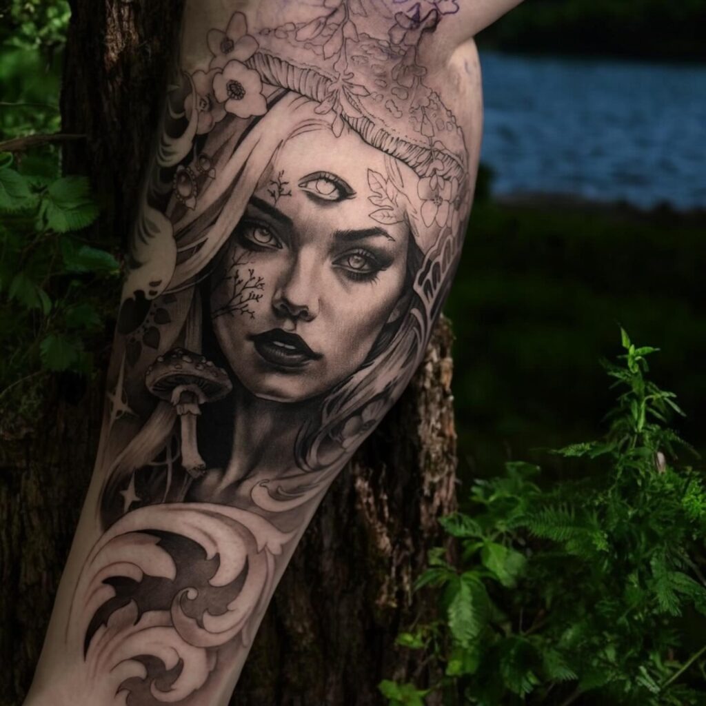 Third Eye Forest Goddess Tattoo Tattoo Design
