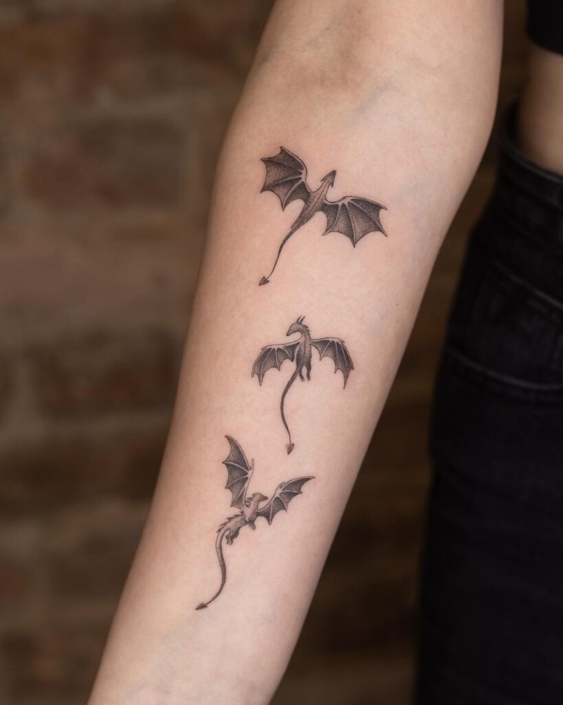 Three Flying Dragons Forearm Tattoo Tattoo Design