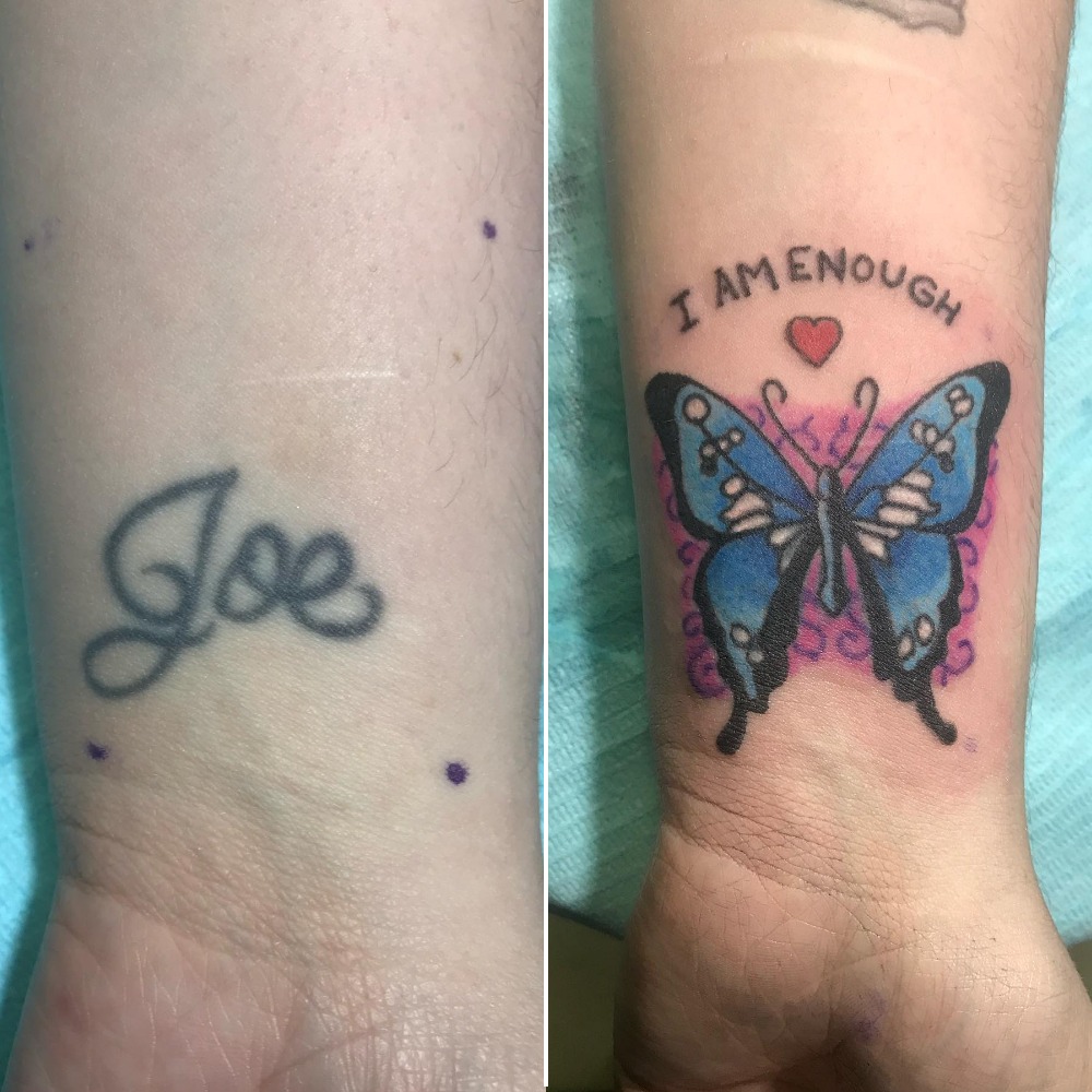Empowerment Butterfly Name Cover-Up Tattoo Tattoo Design