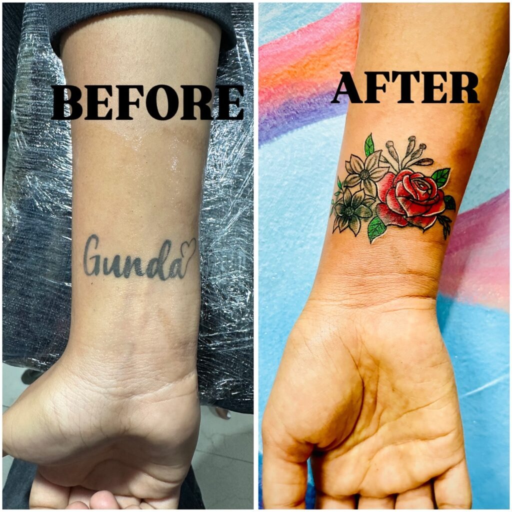 Vibrant Floral Wrist Cover-Up Tattoo Tattoo Design