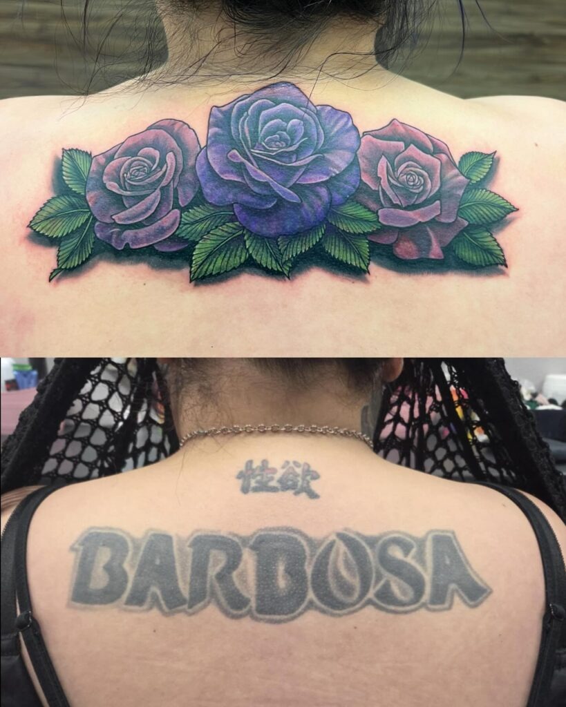 Vibrant Rose Back Cover-Up Tattoo Tattoo Design
