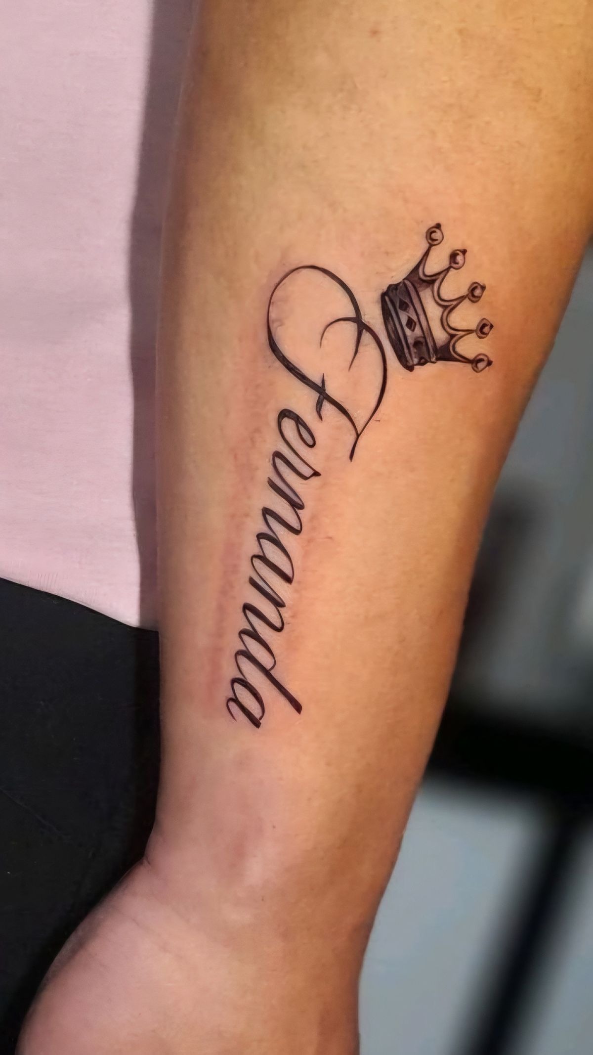 Amanda Name Tattoo With Heart and Crown Tattoo Design