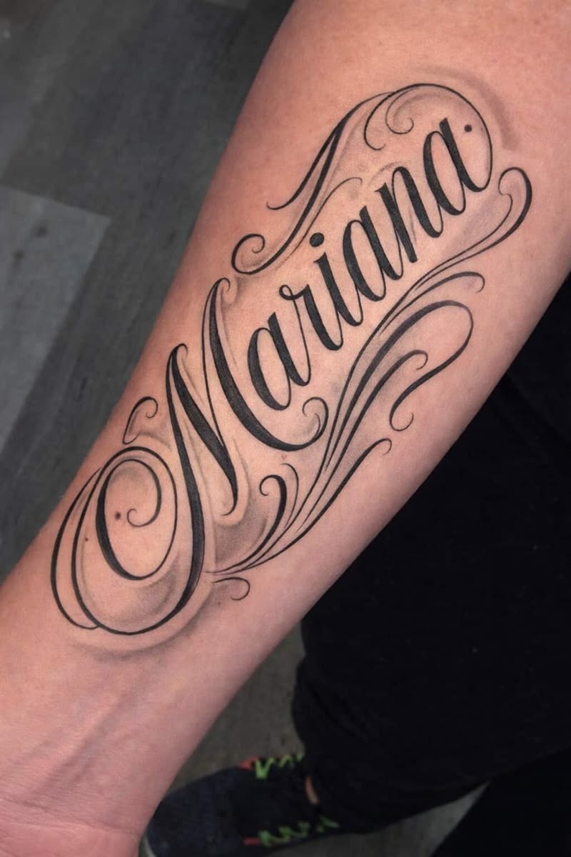 Dramatic Mariana Calligraphy Tattoo Tattoo Design