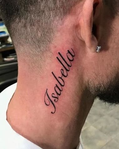 Isabella Name Tattoo on the Neck Tattoo Design