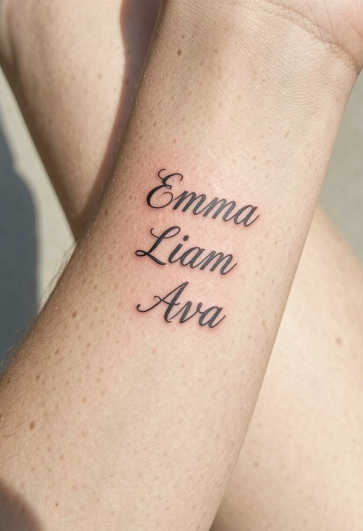 Three-Name Family Tattoo Tattoo Design