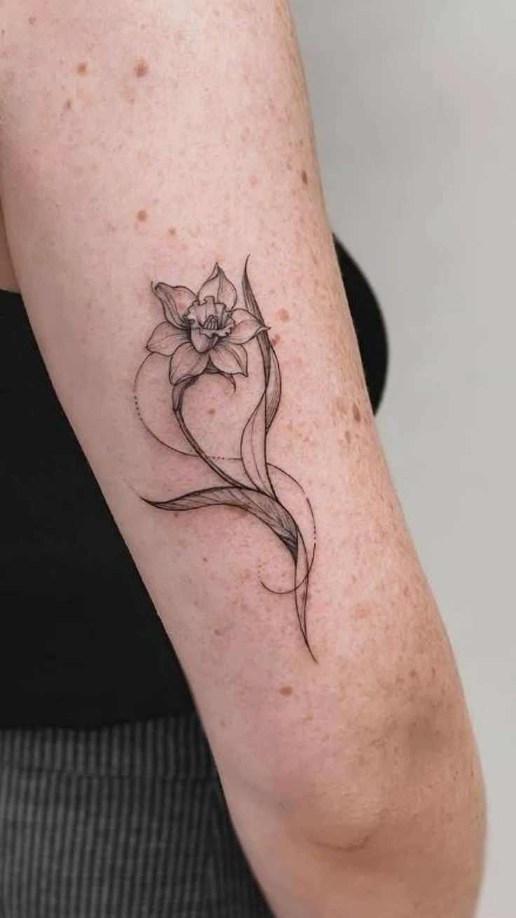 Dainty Watercolor Narcissus on the Inner Arm Tattoo Design