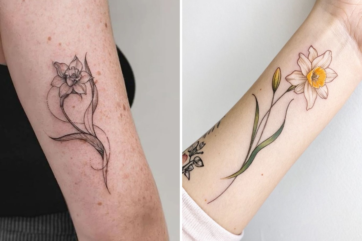 33+ Narcissus Flower Tattoo Ideas & Inspiration Featured Lookbook Collage
