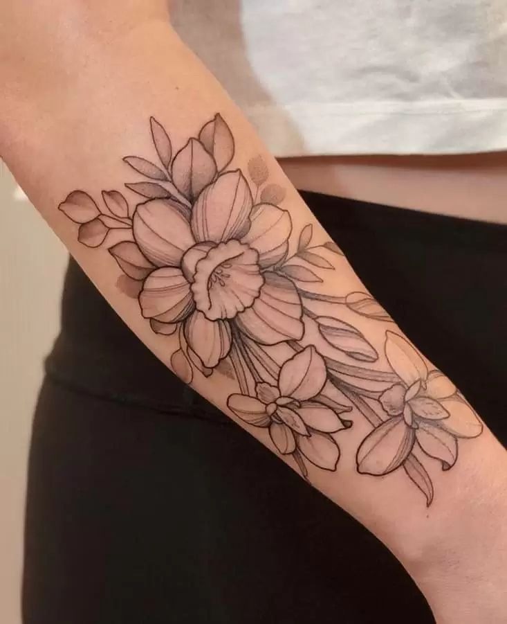 Geometric Color-Block Narcissus Tattoo Tattoo Design