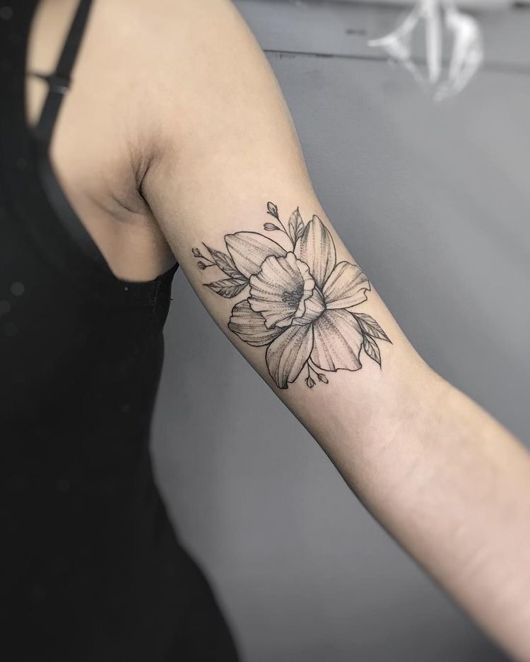 Single-Stem Narcissus on the Inner Arm Tattoo Design