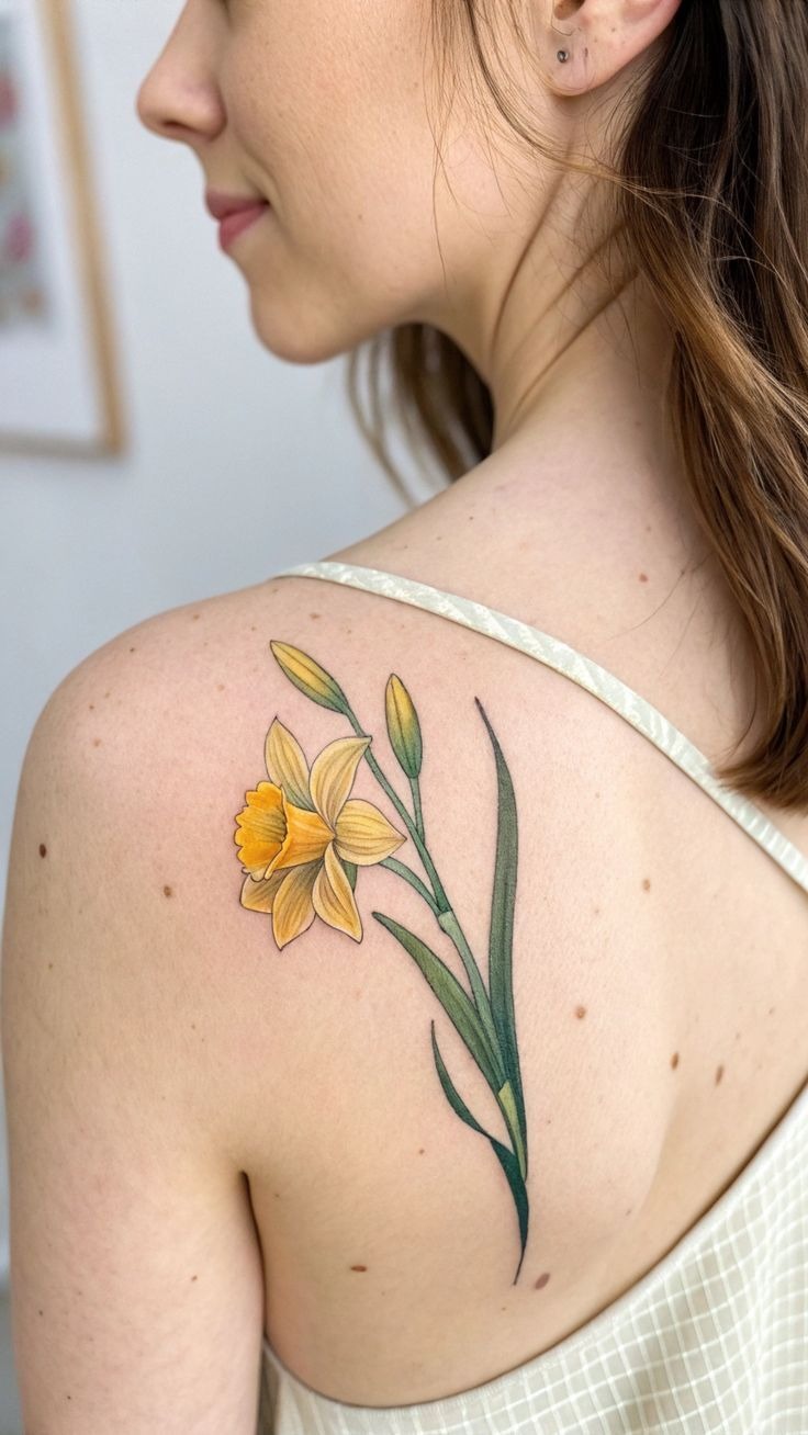 Soft Sketch Narcissus Along the Hip Tattoo Design