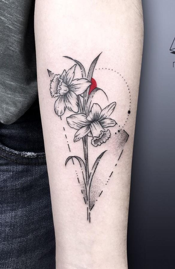 Vintage Narcissus Postage Stamp Tattoo Tattoo Design